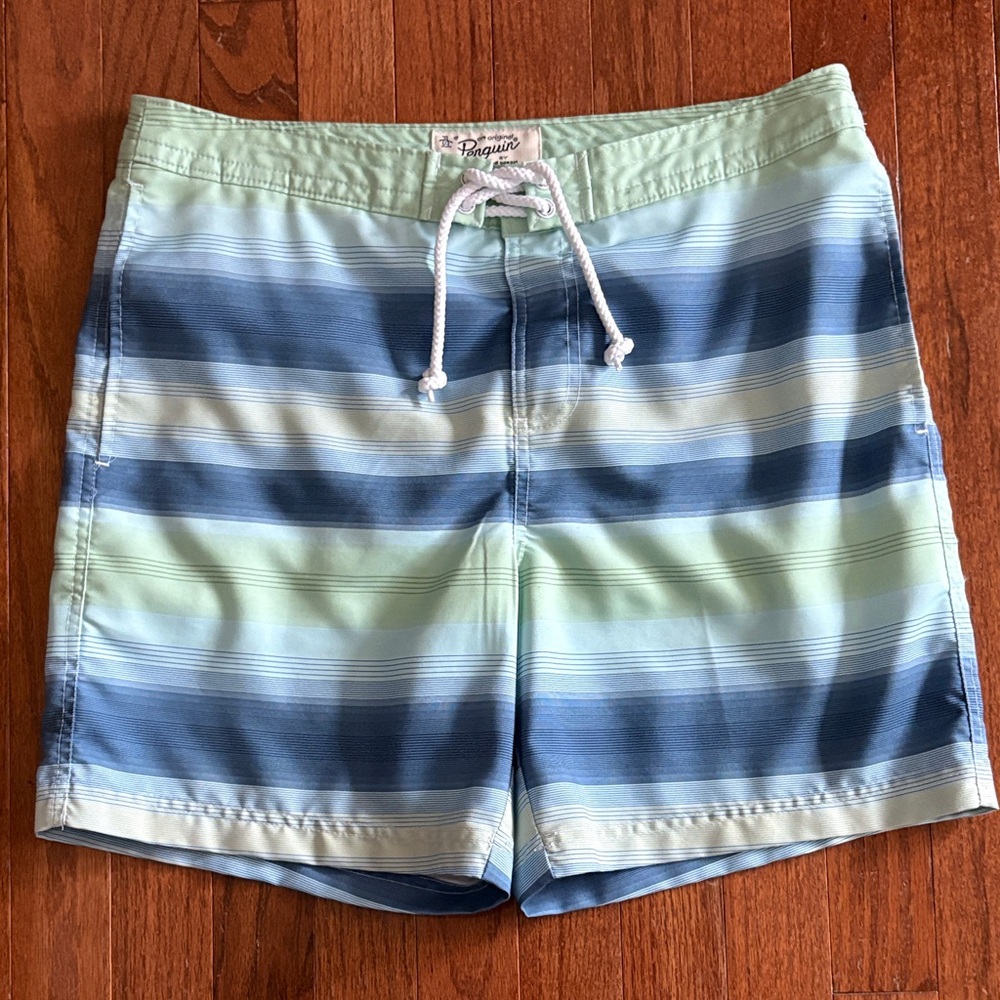 Original Penguin Mint and Navy Swim Shorts Size 31